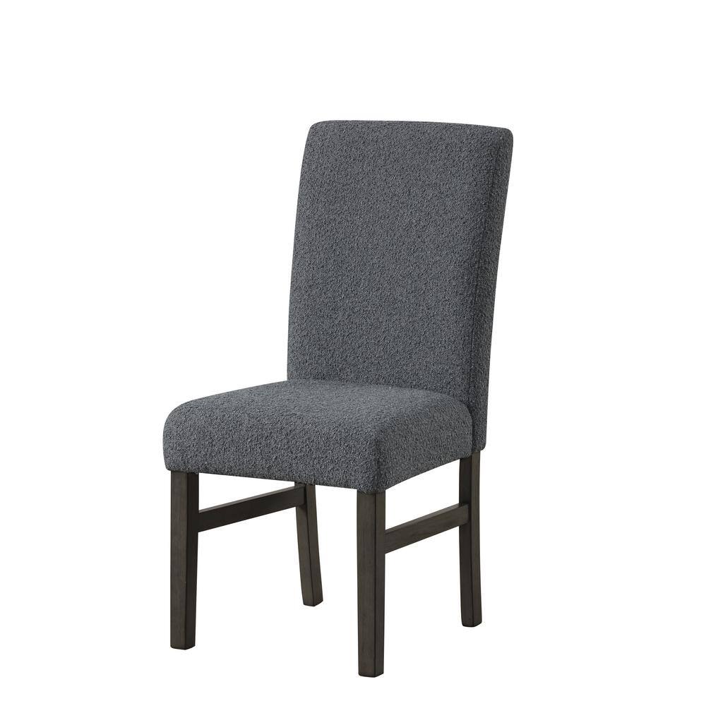 High Back Dark Gray Upholstered Wood Side Chairs, Set of 2