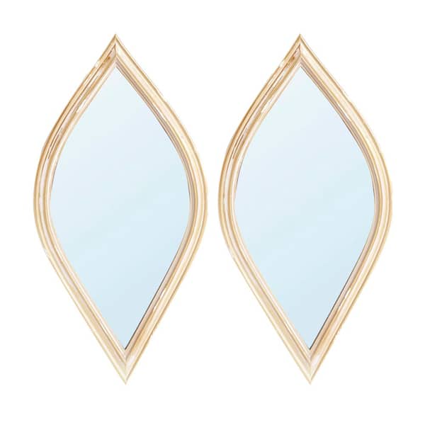 Unbranded Antique Gold 4.5 in W x 9.5 in. H Polyresin Small Decorative Mirror for Wall Decor (Set of 2)