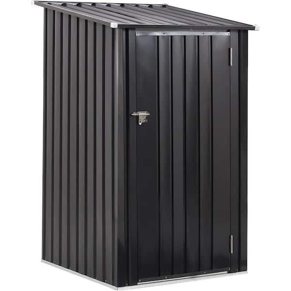 37.4 in. L x 36.6 in. W x 63.4 in. H Outdoor Storage Cabinet, Metal Tool Shed for Garden Patio Backyard Black 4.48