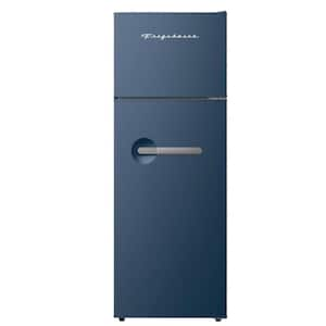 21.5 in. 7.5 cu. ft. Mini Refrigerator with Top Freezer and Chrome Handles in Blue