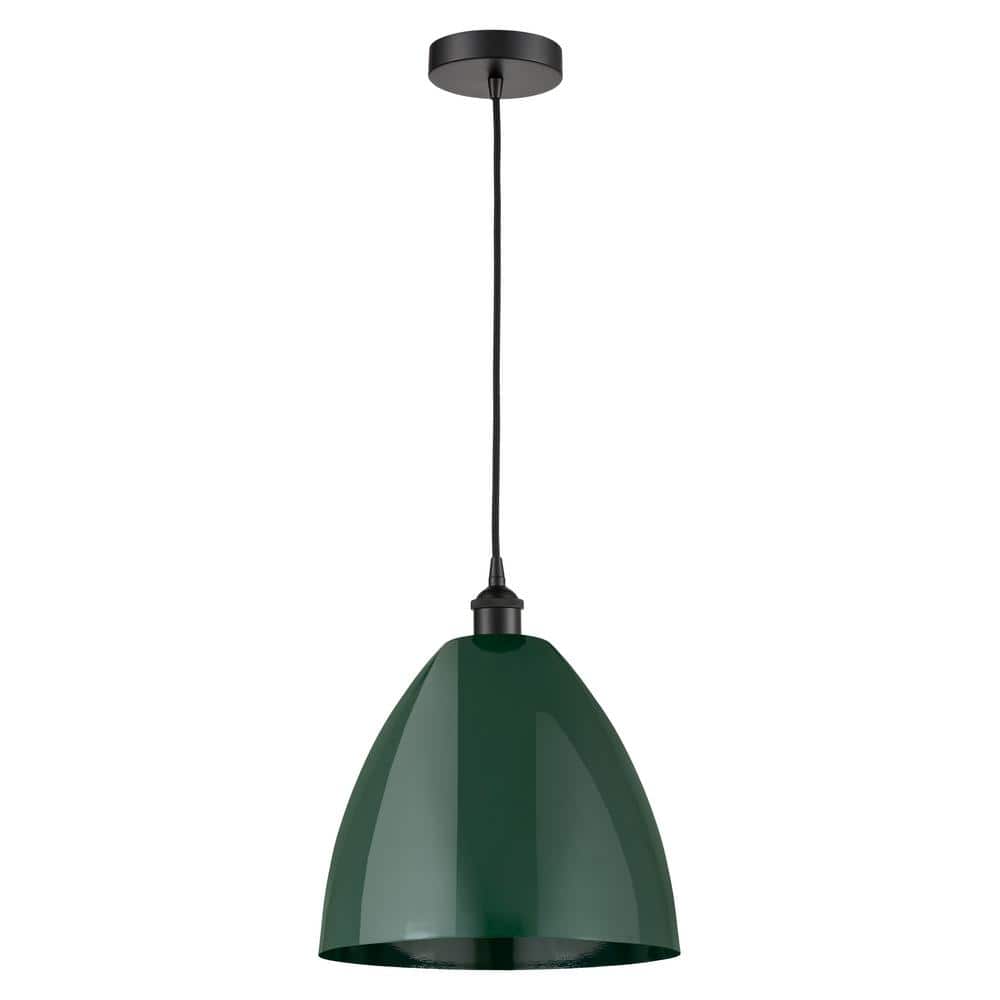 Matte Black and Green Glass Mini Pendant Light