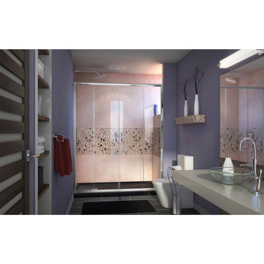 Visions 60" x 74.75" Clear Glass Brushed Nickel Frameless Shower Kit