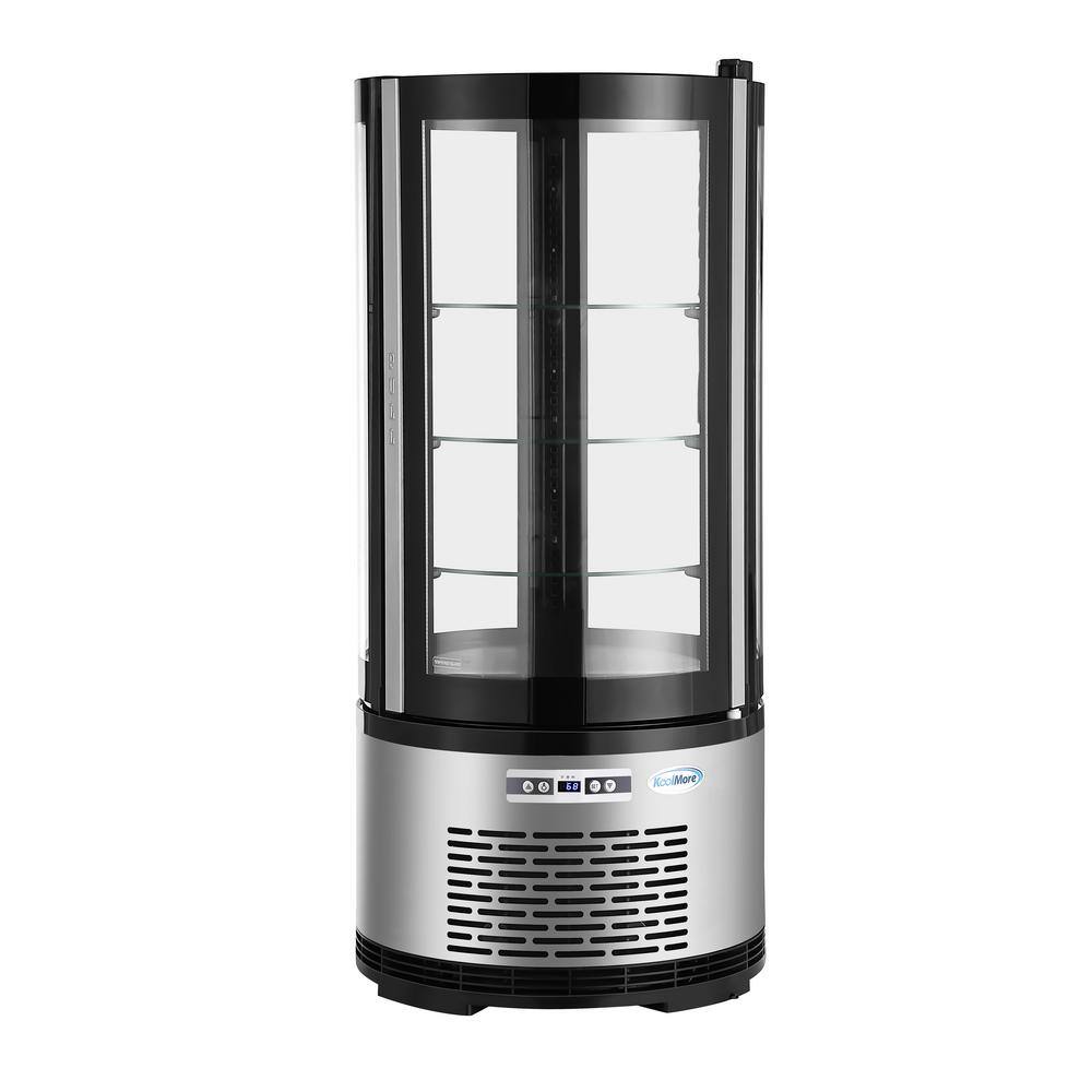 Koolmore 19 in. Glass Circular Refrigerated Countertop Bakery Display Case, Black and Silver