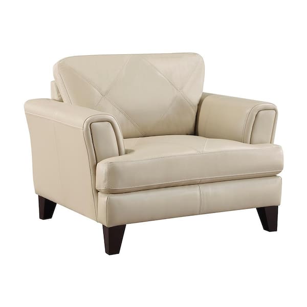 Lazzara Marie Cream Leather Arm Chair