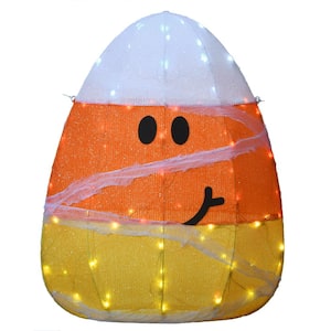 28 in. Pre-Lit Candy Corn Mummy with 80 LED Lights