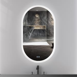 24 in. W x 40 in. H Oval Frameless Anti-Fog Dimmable Wall LED Bathroom Vanity Mirror with Light, Touch Control, Silver
