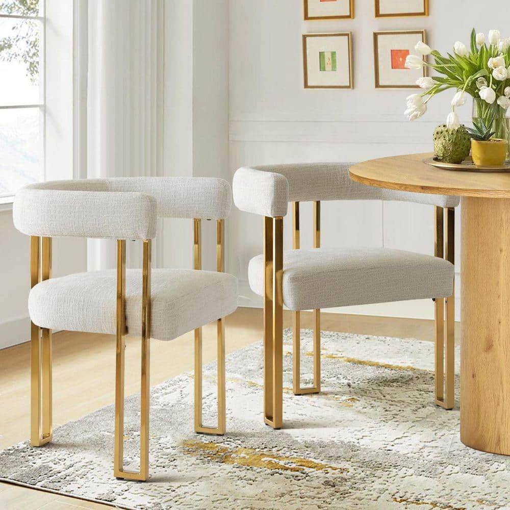 LAOTIES Gold Chenille Upholstered Armchair (Set of 2) MIA-GOLD