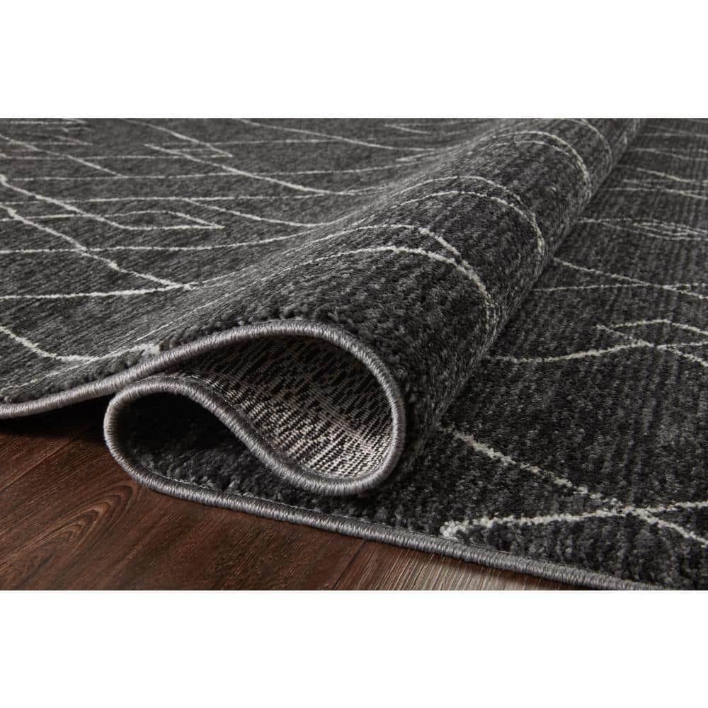 Charcoal and Dove Moroccan Runner Rug, 12' x 3'
