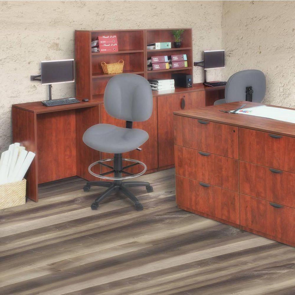 Comfort Series Fabric Swivel Computer Task Chair in Grey with Drafting Kit