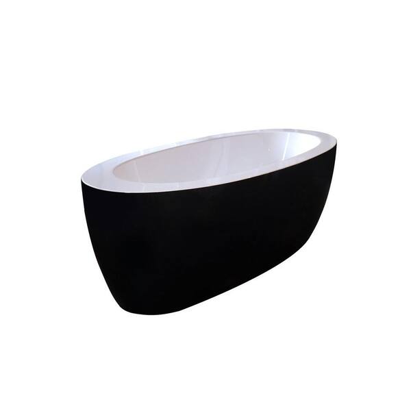 Aquatica PureScape 174A 5.25 ft. Acrylic Double Ended Flatbottom Non-Whirlpool Bathtub Black Outside and White Inside