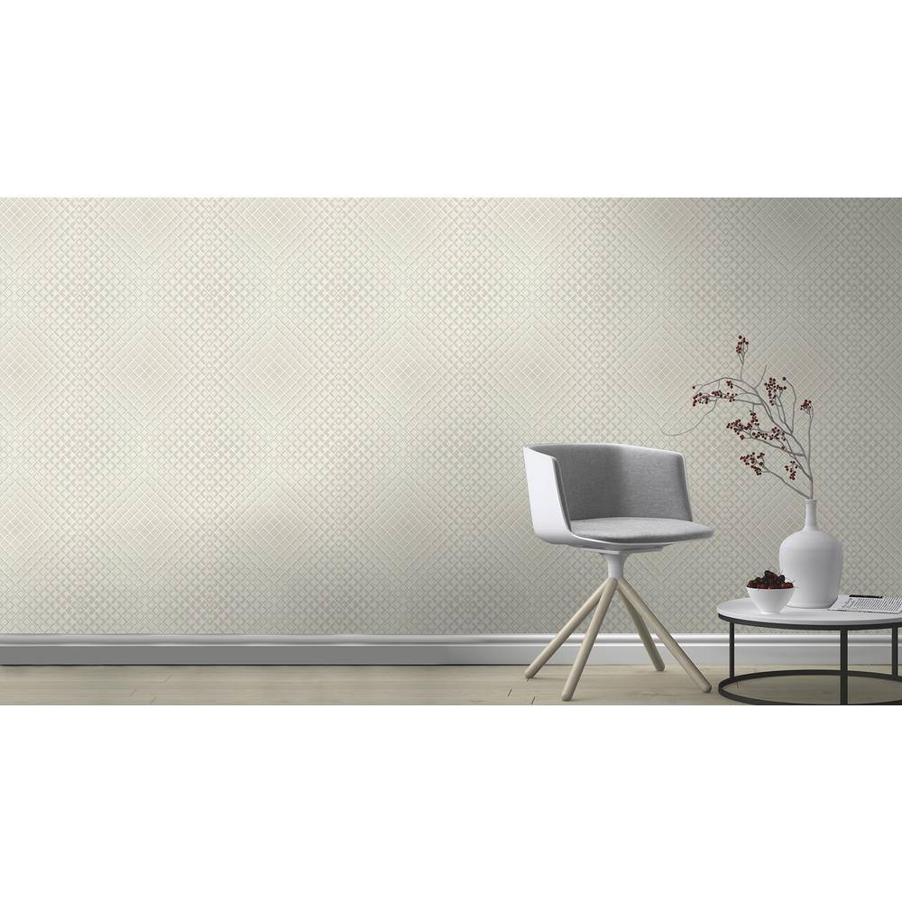 Cream and White 3D Geometric Non-Woven Wallpaper