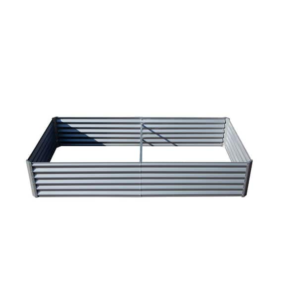 8 ft. x 4 ft. x 1.5 ft. Galvanized Steel Raised Garden Bed, Thickening Metal Planter Box, Silvery