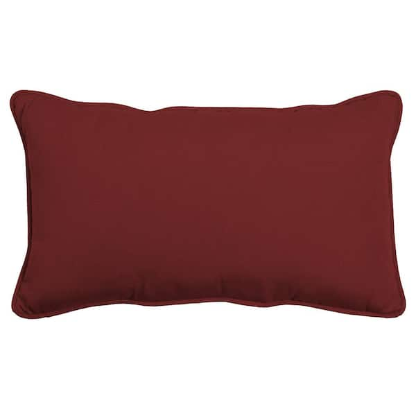 ARDEN SELECTIONS Oasis 24 in. Indoor/Outdoor Lumbar Pillow in Classic Red