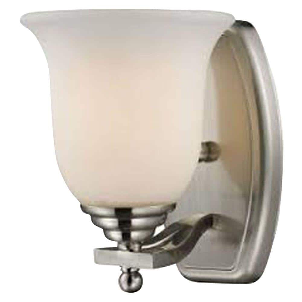 Lagoon 6 in. 1-Light Brushed Nickel Vanity Light with Matte Opal Glass Shad