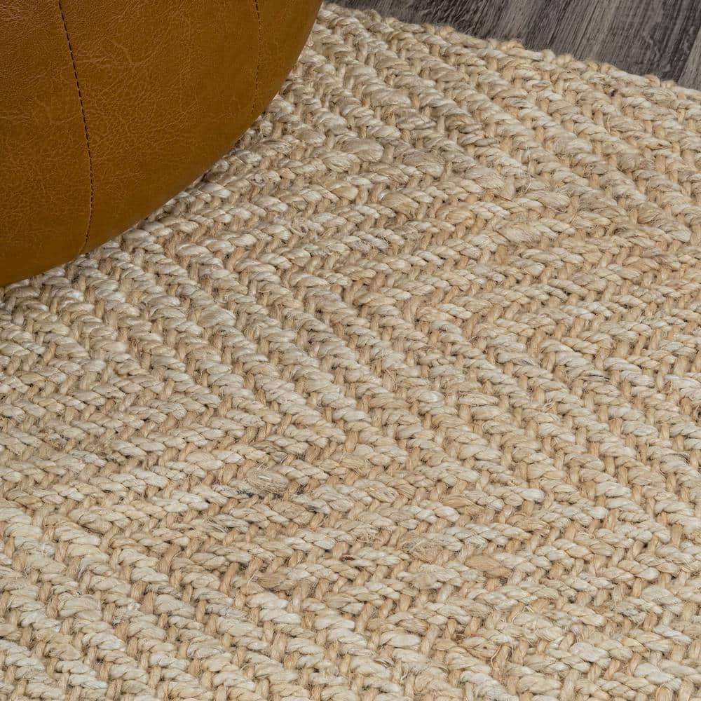 Ivory Chunky Jute Handwoven Herringbone 4' x 6' Area Rug