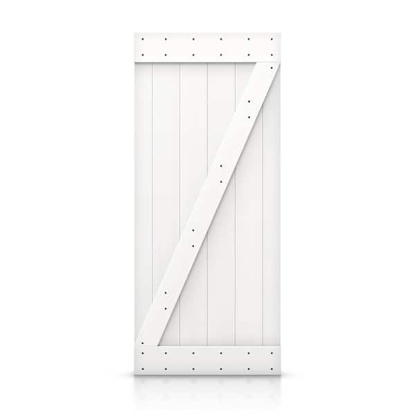 CALHOME 24 in. x 84 in. Z Series White DIY Knotty Pine Wood Interior Sliding Barn Door Slab