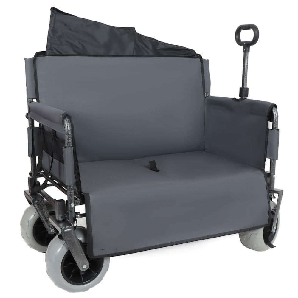 "6.35 cu. ft. Steel Utility Wagon Garden Cart w/Extended Height Wall/Open Side/multi-use Bag in Gray (9"" Dia. Wheel)" price history on PriceWatchPro