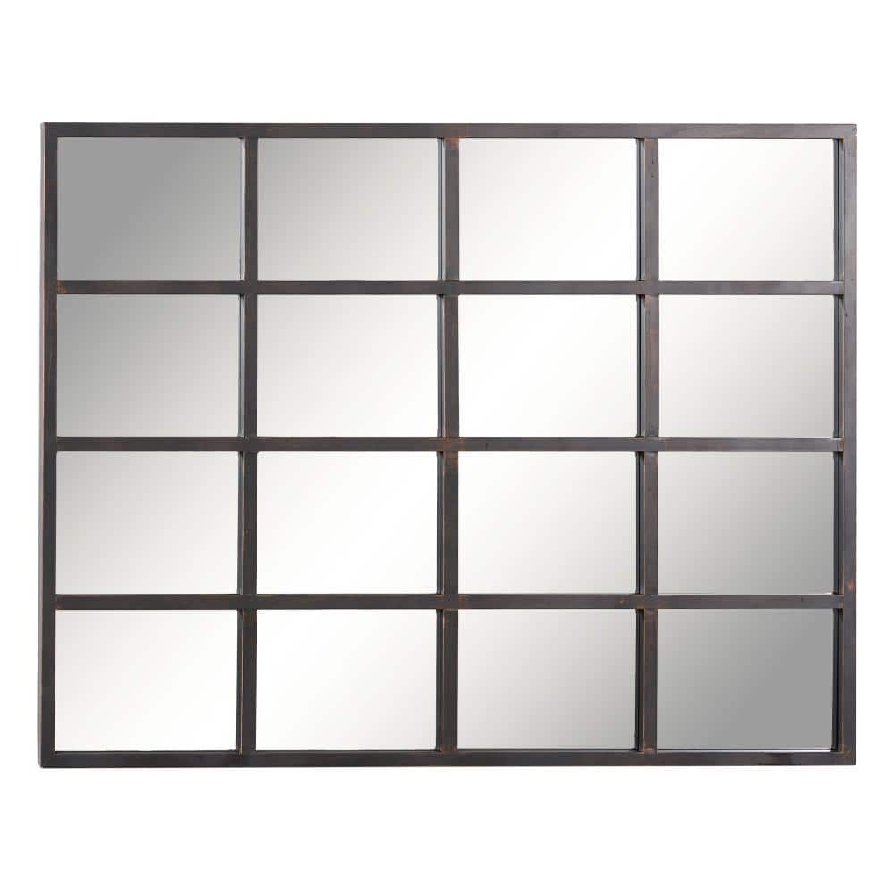 Black Window Pane Industrial Full-Length Wall Mirror 48"