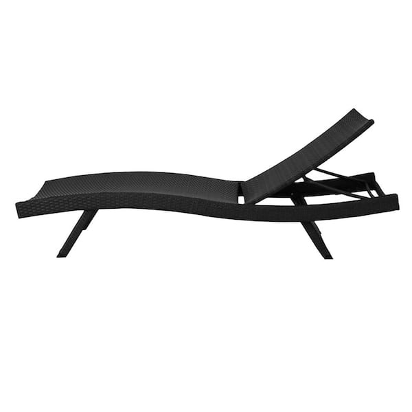 Unbranded Black PE Rattan Outdoor Chaise Lounge (Set of 2)