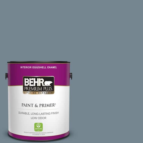 BEHR PREMIUM PLUS 1 gal. #N480-5 Adirondack Blue Eggshell Enamel Low Odor Interior Paint & Primer