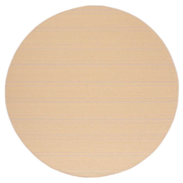 Courtyard Beige/Gold 7 ft. x 7 ft. Tribal Striped Indoor/Outdoor Round Area Rug