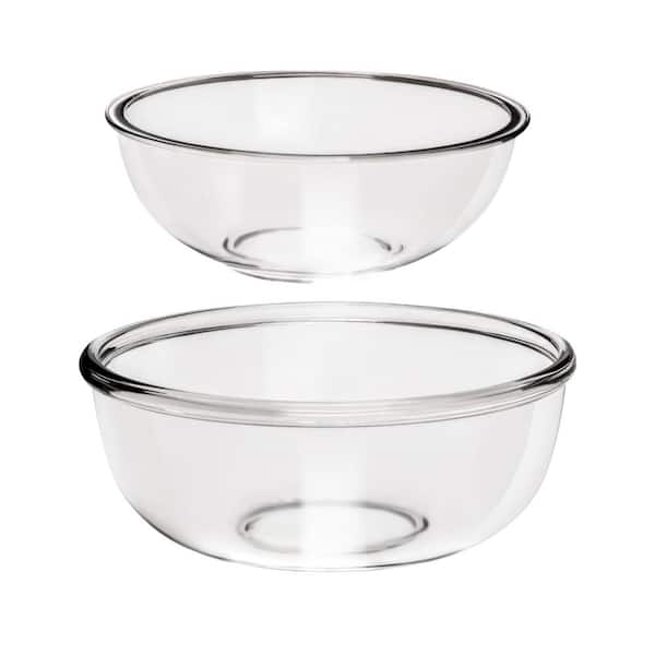 Borosilicate Glass Mixing Bowls Set of 2 Lead-Free Nesting Microwave Dishwasher Oven Freezer Safe for Kitchen