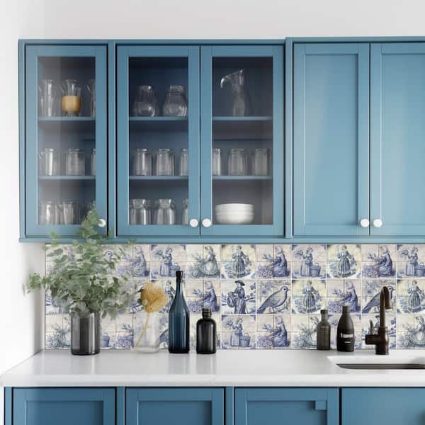Blue and Light Steel Blue D200 6 in. x 6 in. Vinyl Peel and Stick Tile (24 Tiles, 6 sq. ft. Pack)