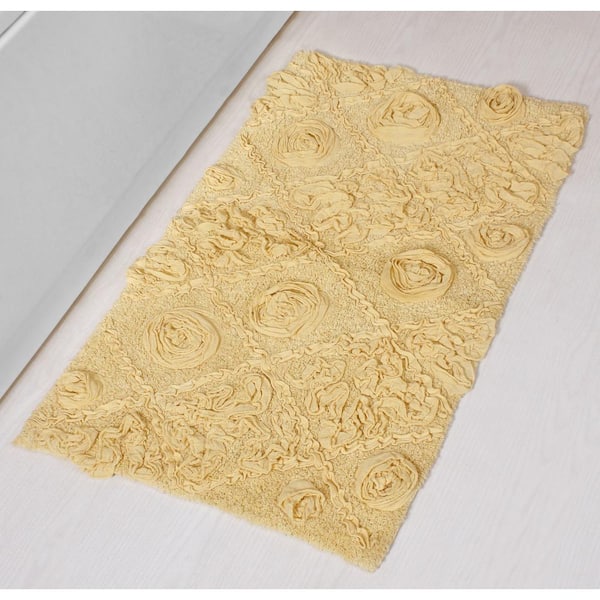 HOME WEAVERS INC Modesto Bath Rug 100% Cotton Bath Rugs Set, 24x40 Rectangle, Yellow