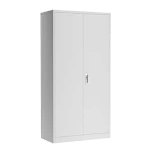 36 in. W x 72 in. H x 18 in. D 4 Shelves 2-Doors Gauge Garage Cabinet Steel Storage Freestanding Cabinet in Grey