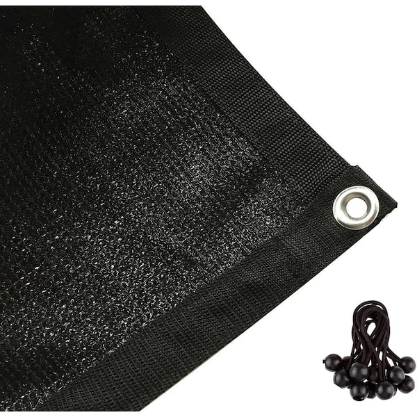 Shatex 6 ft. x 8 ft. Black 90% Shade Fabric Cloth with Grommets for Pergola Cover Canopy (12 Bungee Balls)