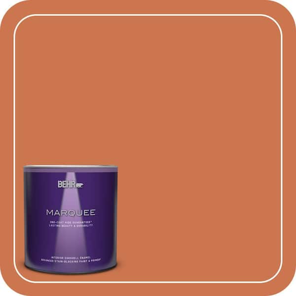 BEHR MARQUEE 1 qt. #PMD-103 Sweet Carrot Eggshell Enamel Interior Paint & Primer