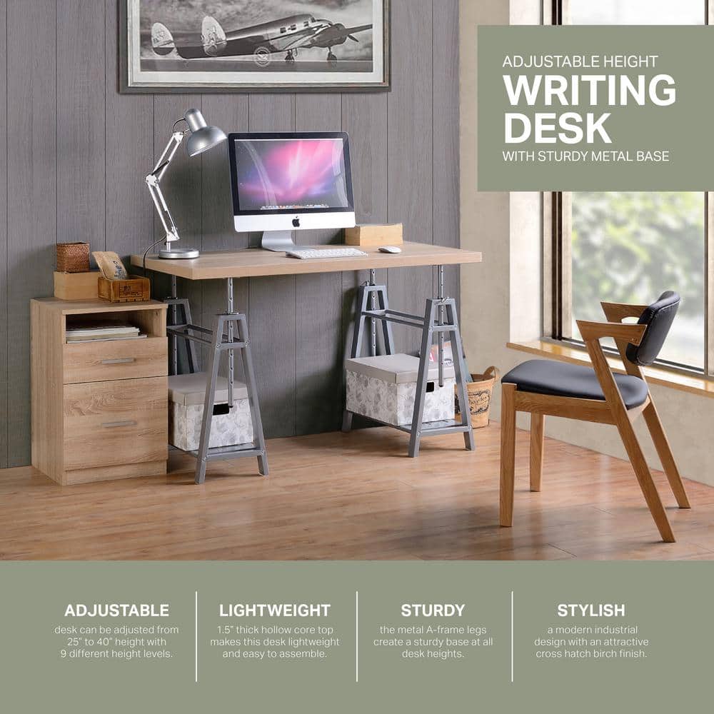 Gray Adjustable Height Standing Desk with Metal Base