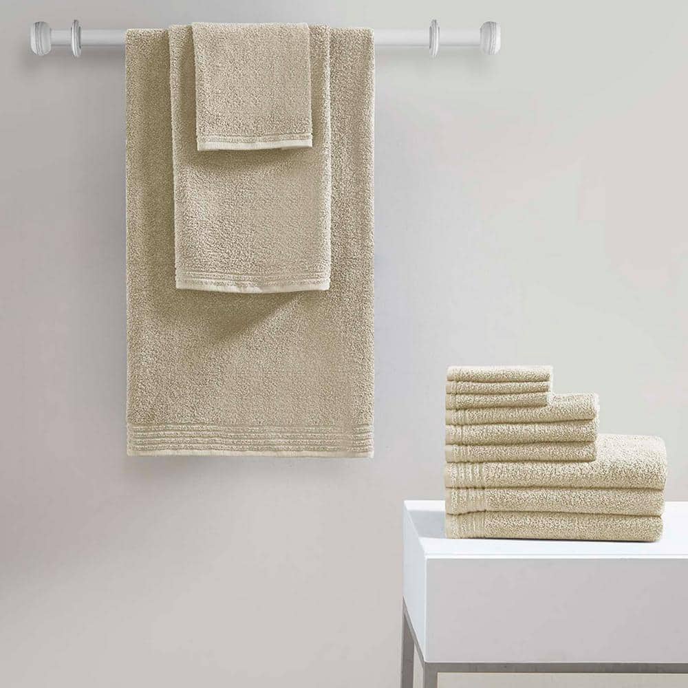 Basics 12-Piece Bath Towel set, 100% Cotton Soft and Absorbent Quick Dry Ba