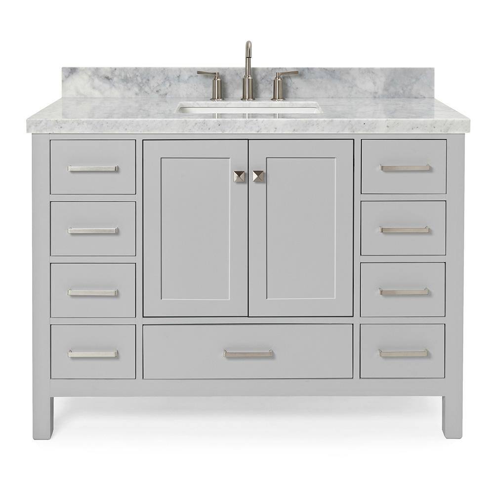 ARIEL Cambridge 49 in. Bath Vanity in Grey with Marble Vanity Top in ...