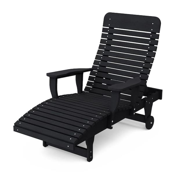Signature Black HDPE Plastic Outdoor Chaise Lounge