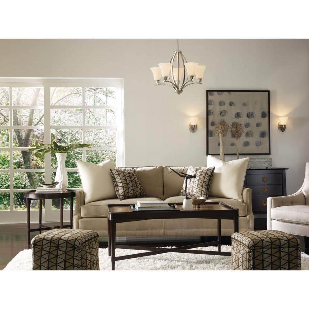 Brushed Nickel 9.5" Wall Sconce with Etched Glass Shade