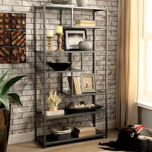 Slate Gray and Black Metal Details about   40" Industrial Wood Bookcase 