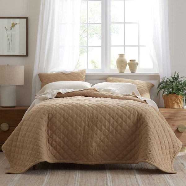 【新品未使用】コットキルト COT QUILT コヨーテ✖️ベージュ The Company Store Company Cotton Waffle Wheat California King