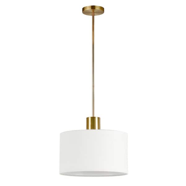 Meyer&Cross Henri 1-Light Brass Pendant with Fabric Shade
