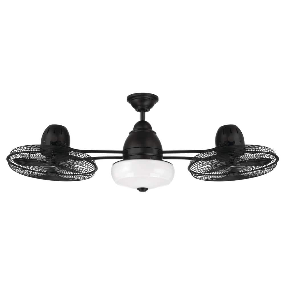 Bellows II 48" Dual Head Black Aluminum Ceiling Fan with LED Light Kit