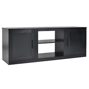 58 in. Black TV Stand Entertainment Console Center Fits TV's up to 65'' W/2 Cabinets
