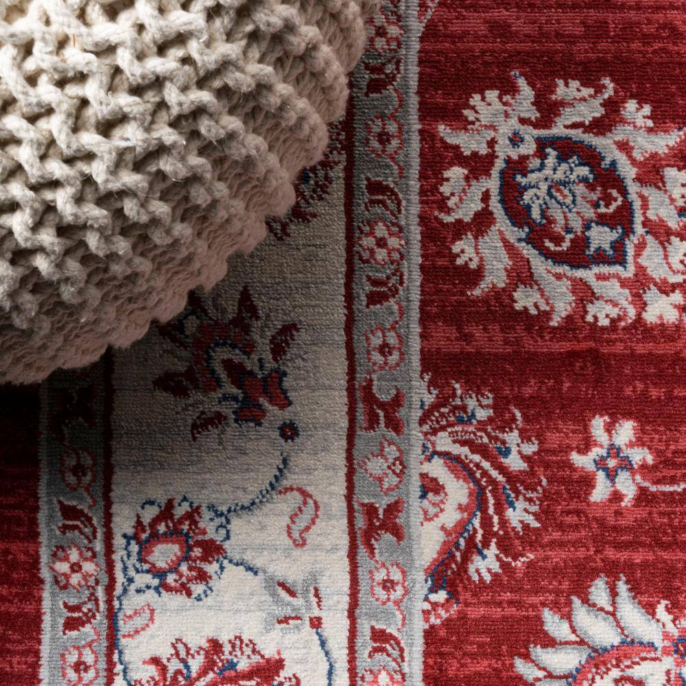 Red and Cream Synthetic Reversible Runner Rug, 4.3" x 36.61"