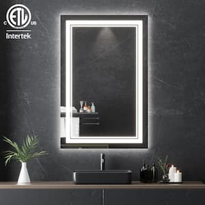 24 in. W x 32 in. H Bright Rectangular Frameless Anti-Fog LED Light Wall Bathroom Vanity Mirror in Tempered Glass