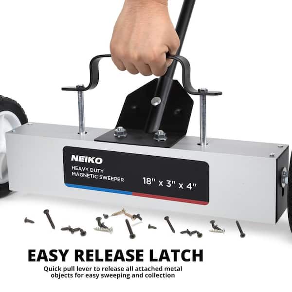 NEIKO 18 in. Rolling Magnetic Sweeper with Wheels, 45 lb. Capacity