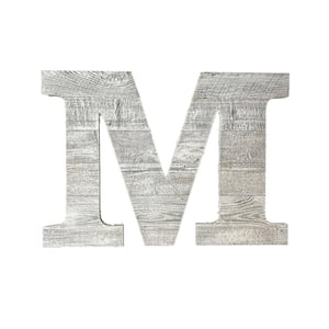 Rustic Large 16 in. Tall White Wash Decorative Monogram Wood Letter (M)
