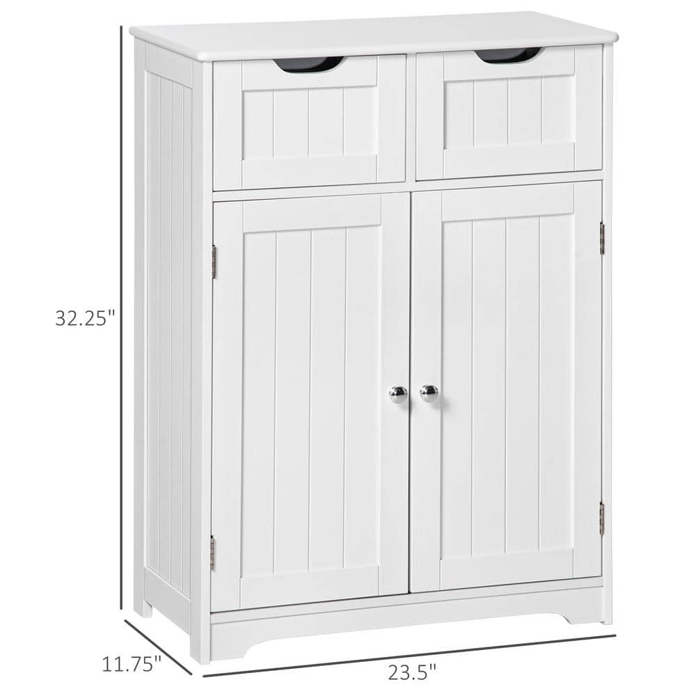 White Lockable Living Room Cabinet with Adjustable Shelving