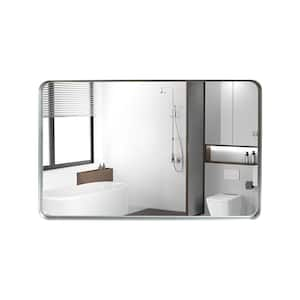 30 in. W x 20 in. H Rectangular Framed Beveled Wall Bathroom Vanity Mirror in Silver