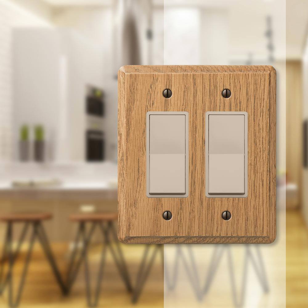 Light Oak 2 Gang Wood Decorator Wall Plate