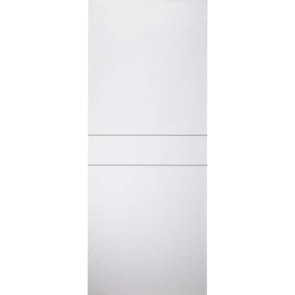 Belldinni 30 in. x 80 in. Stella 2HN Snow White Finished with Aluminum Strips Solid Core Composite Interior Door Slab No Bore