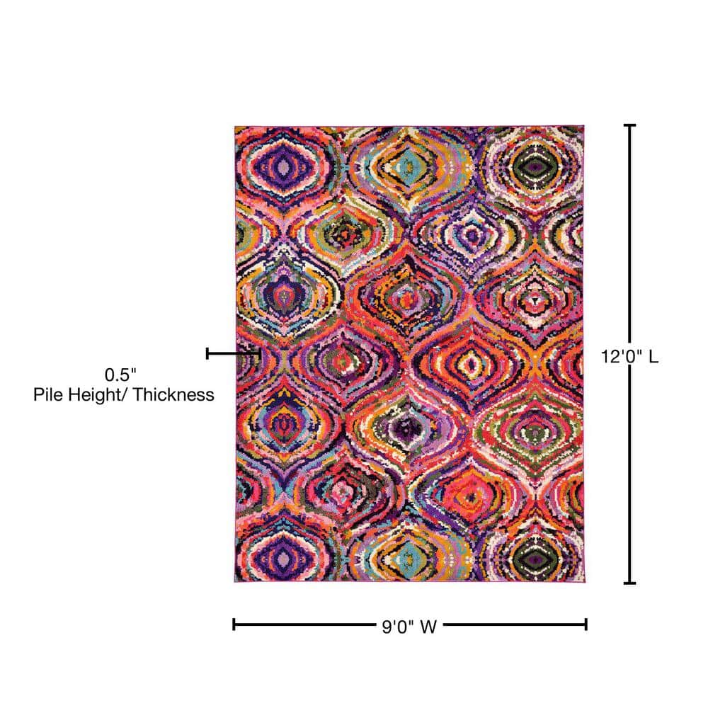 Luminous Light Blue 9' x 12' Abstract Synthetic Area Rug